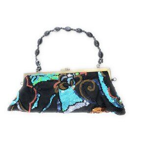 Evening Bag Clutch Dressy Purse Special Occasion Fabric W/ Beads & Sequins NEW